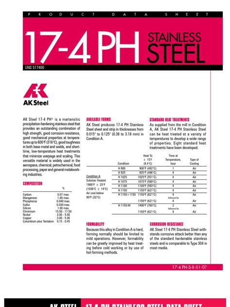 astm stainless steel 17-4 ph compression tests|stainless steel spec sheet.